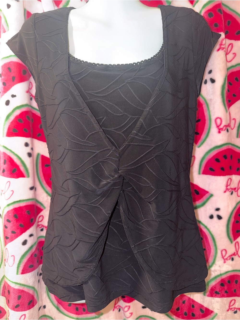 🖤 Y2K Wrapper Textured Twist-Front Blouse